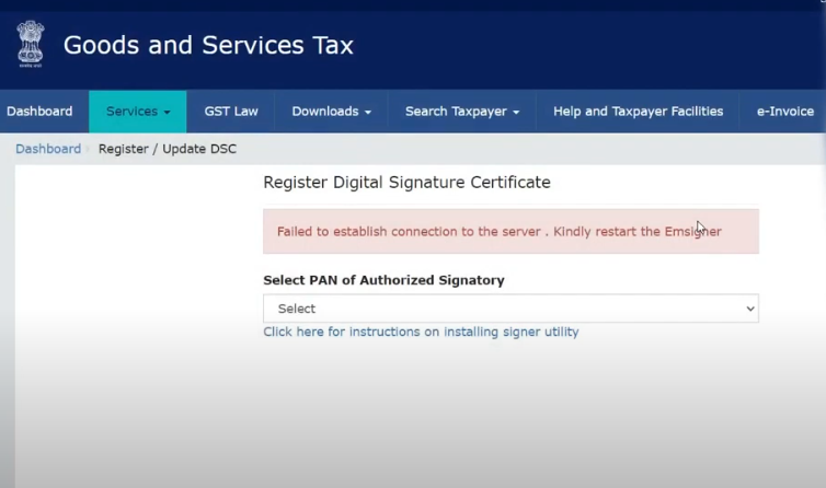 gst emsigner error